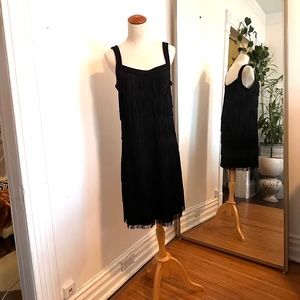 White House Black Market Black fringe sleeveless dress